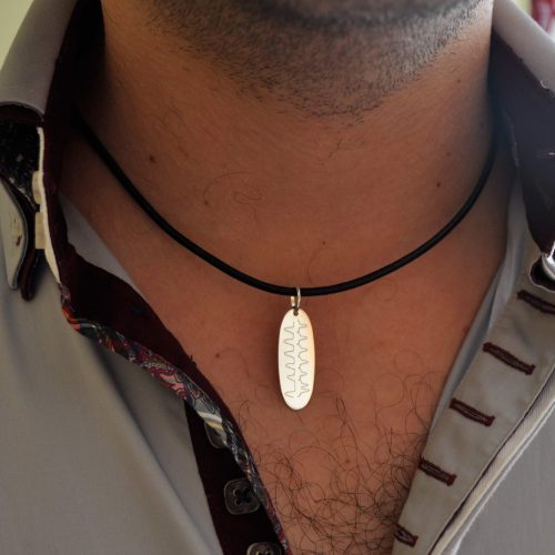 colgante personalizado plata y cuero latidos bebe ecografia