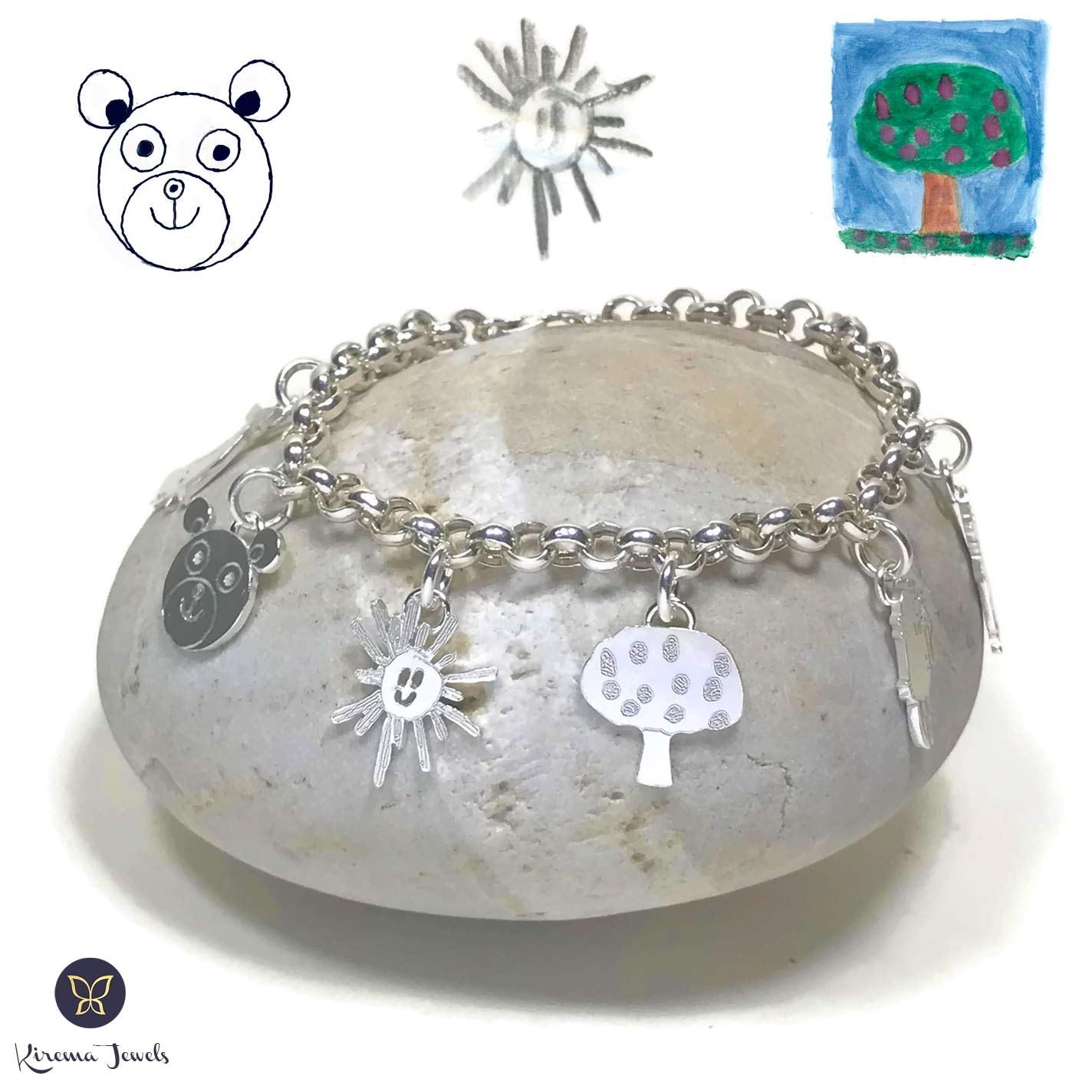 joya personalizada pulsera plata dibujo niño