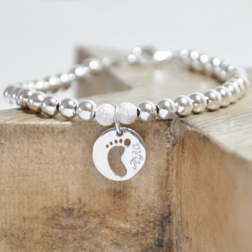 pulsera plata huella bebe
