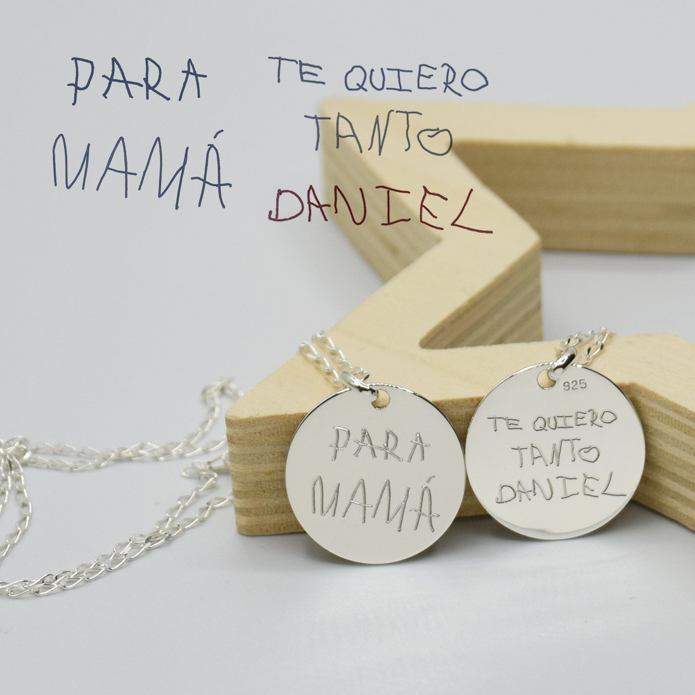 Joya colgante personalizado dibujo firma niño