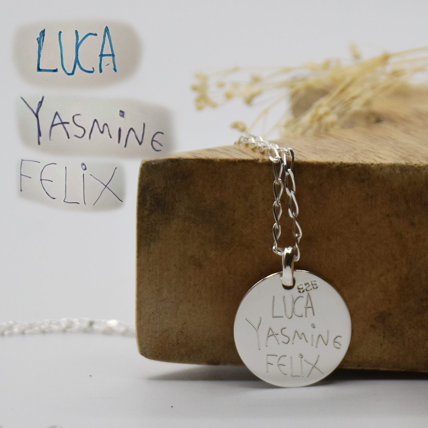 Joya colgante personalizado dibujo firma niño