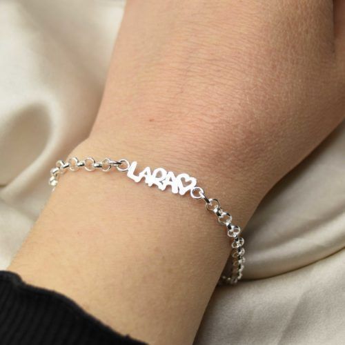 pulsera plata personalizada con firma nombre niño