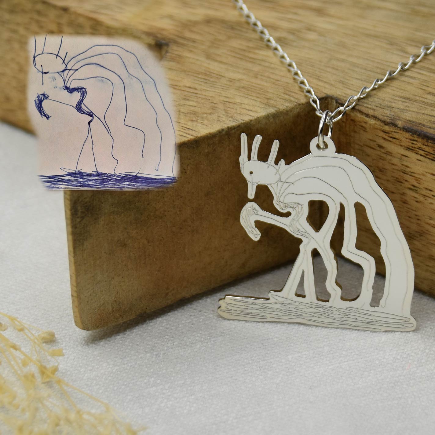 colgante plata personalizado dibujo joya