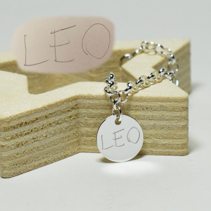 pulsera plata personalizada firma niños dibujo joya