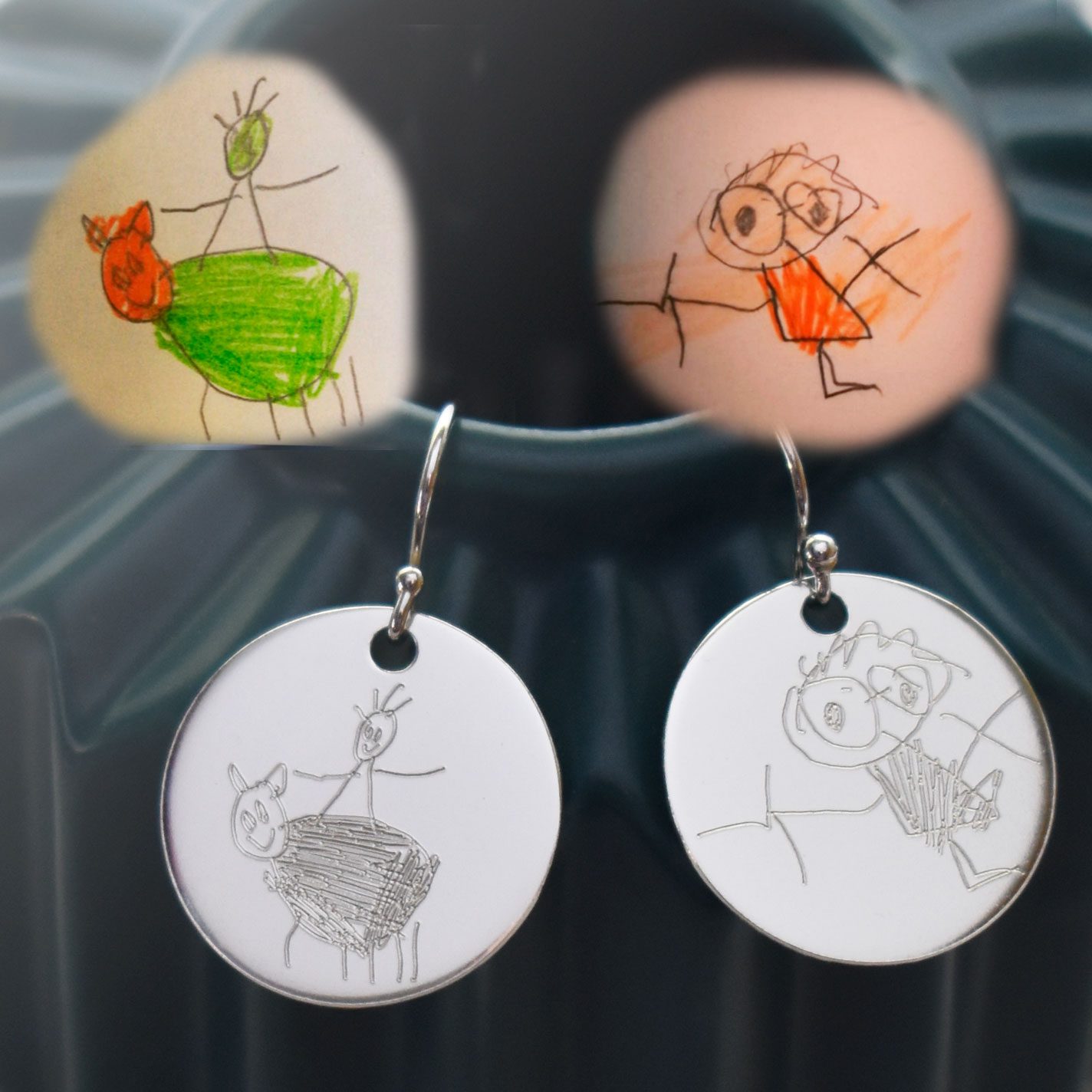pendientes plata dibujos niños
