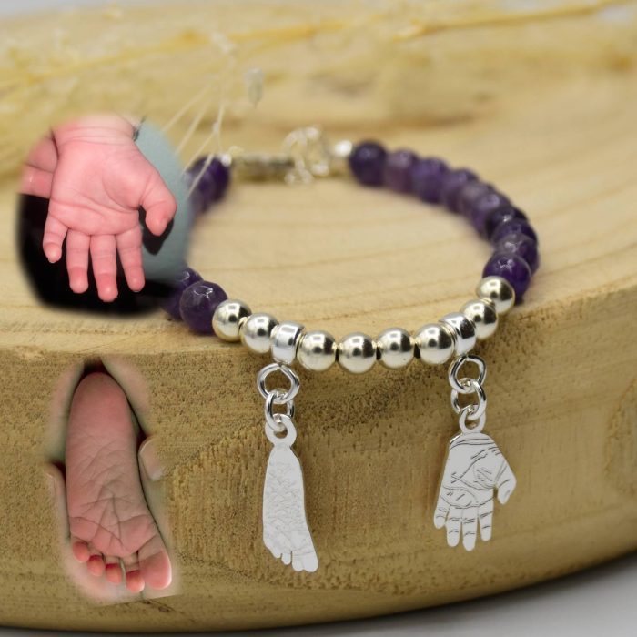 pulsera plata personalizada huella pie bebe joya