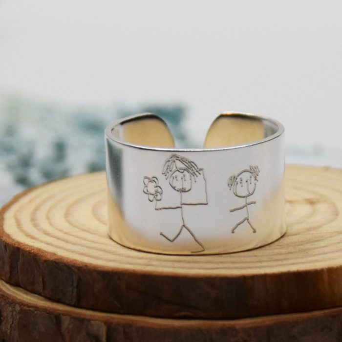 anillo de plata personalizado dibujo infantil