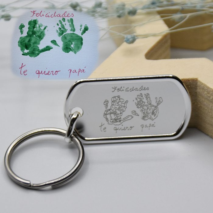 llavero estilo miliar plata personalizado dibujo infantil niño